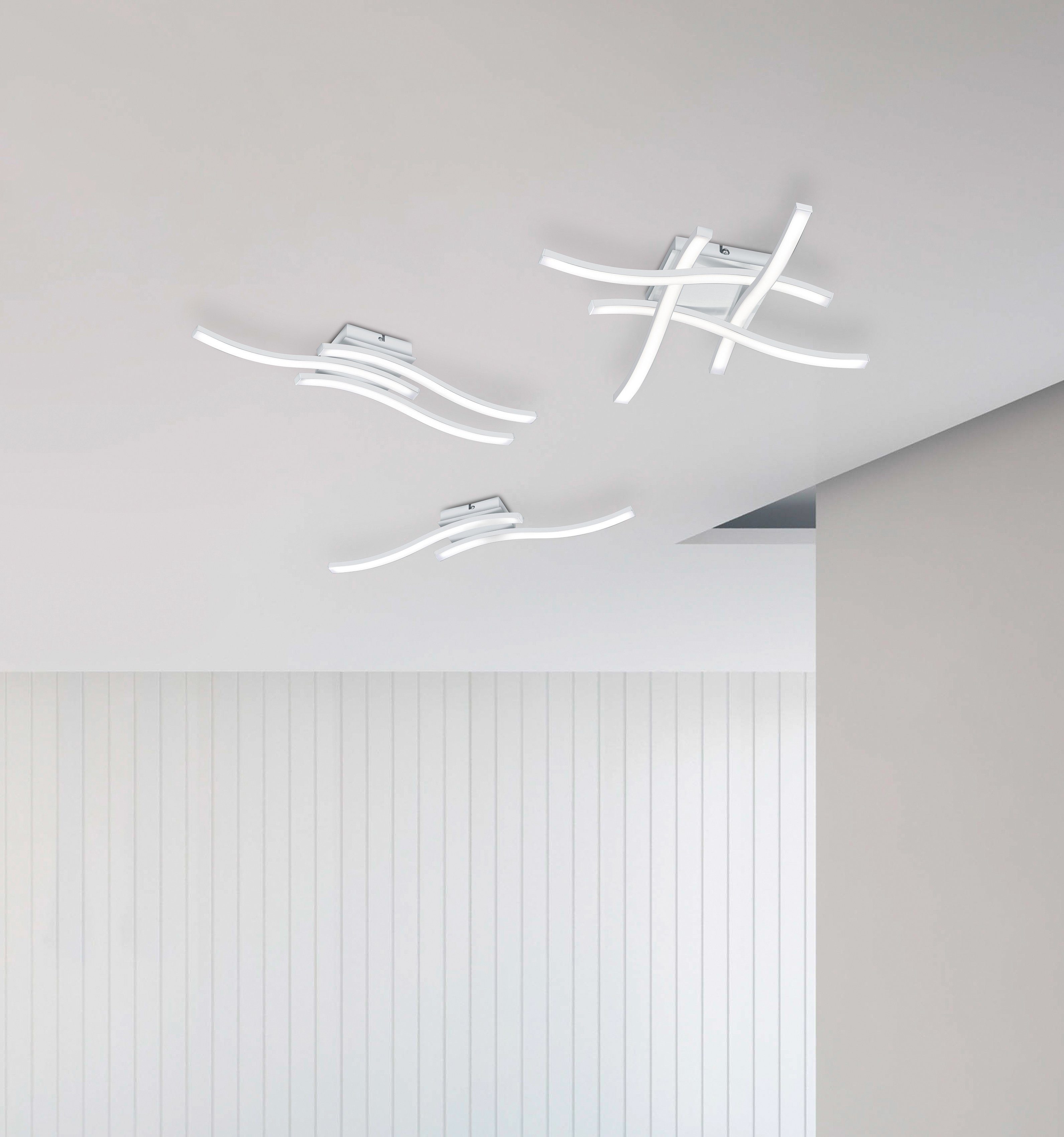 TRIO Leuchten LED Deckenleuchte Route, LED fest integriert, Warmweiß, moderne Deckenlampe 3-flammig, LEDs mit 3x 500 Lumen