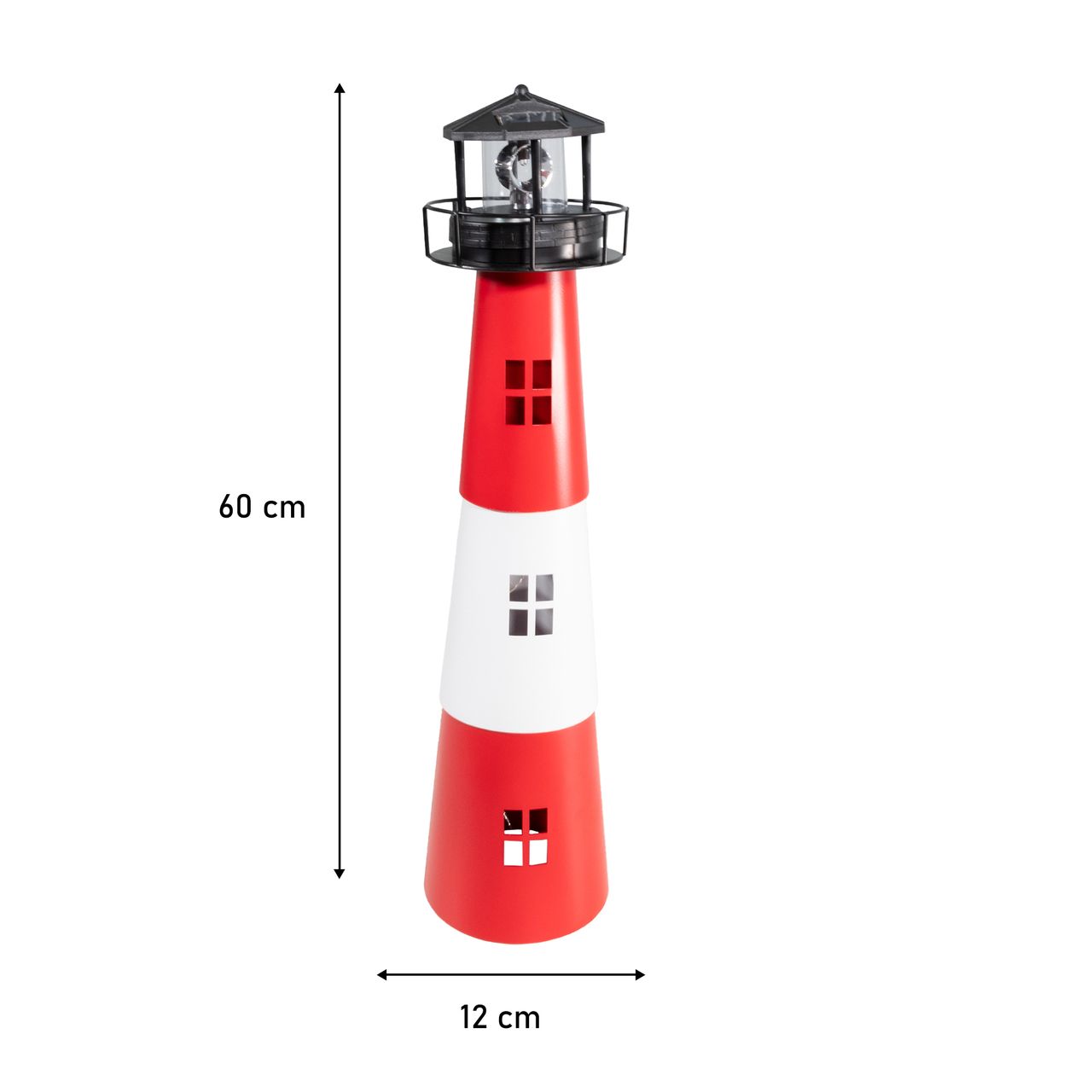 Lemodo Gartendeko Solar Leuchtturm mit rotierender LED-Beleuchtung 60 cm hoch