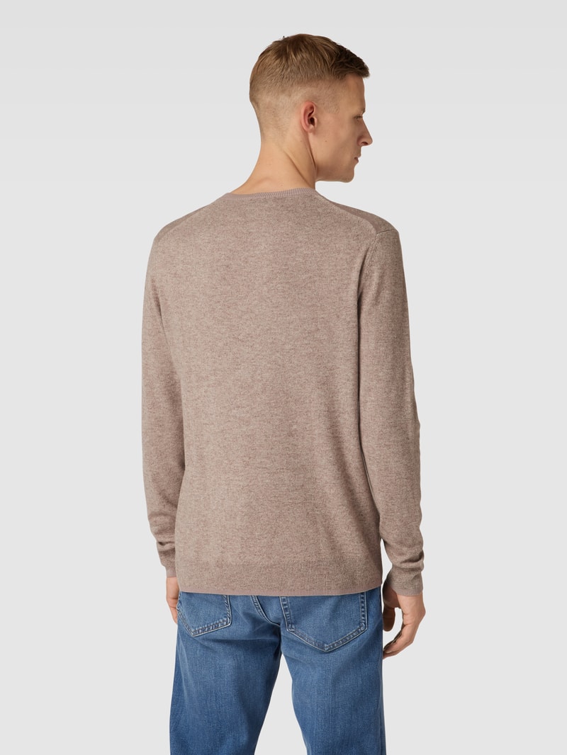 Strickpullover mit Rundhalsausschnitt Modell 'Sano' in taupe