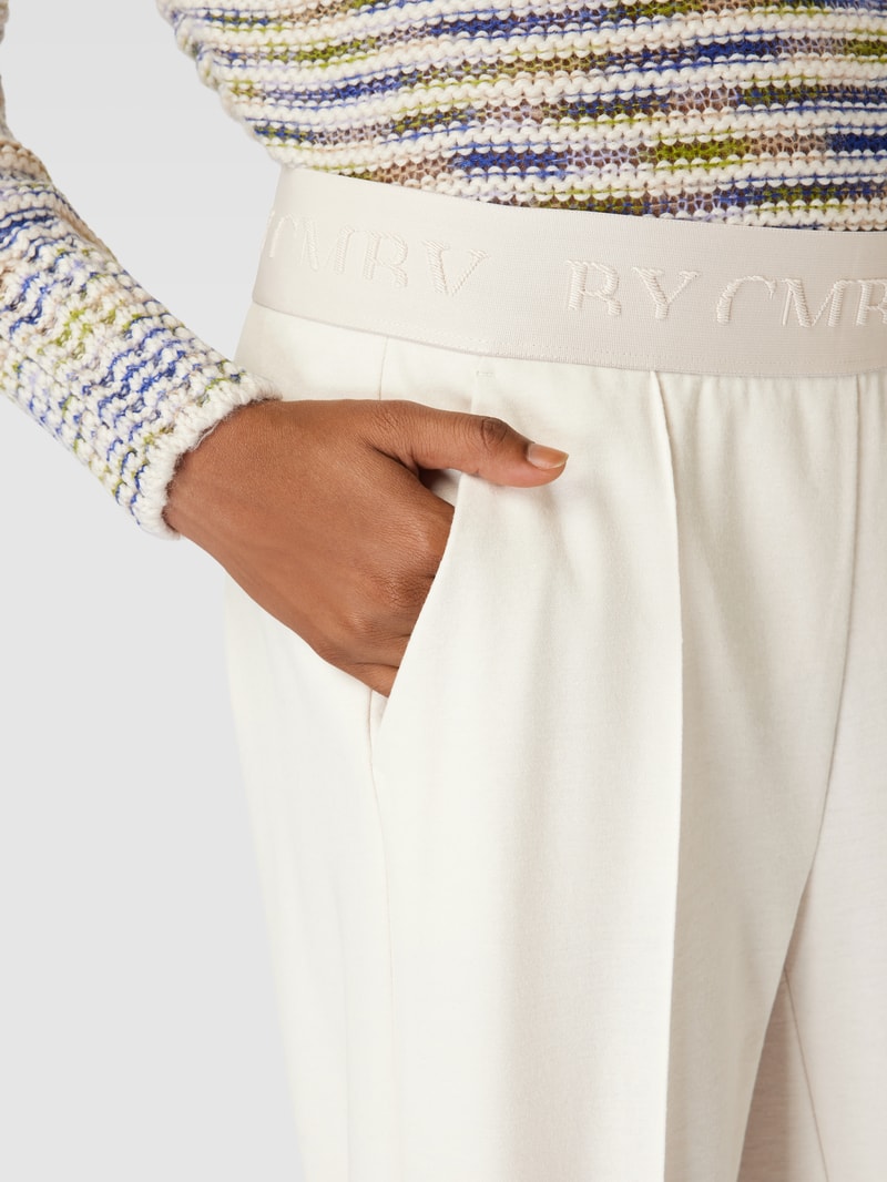 Stoffhose mit Logo-Bund in offwhite