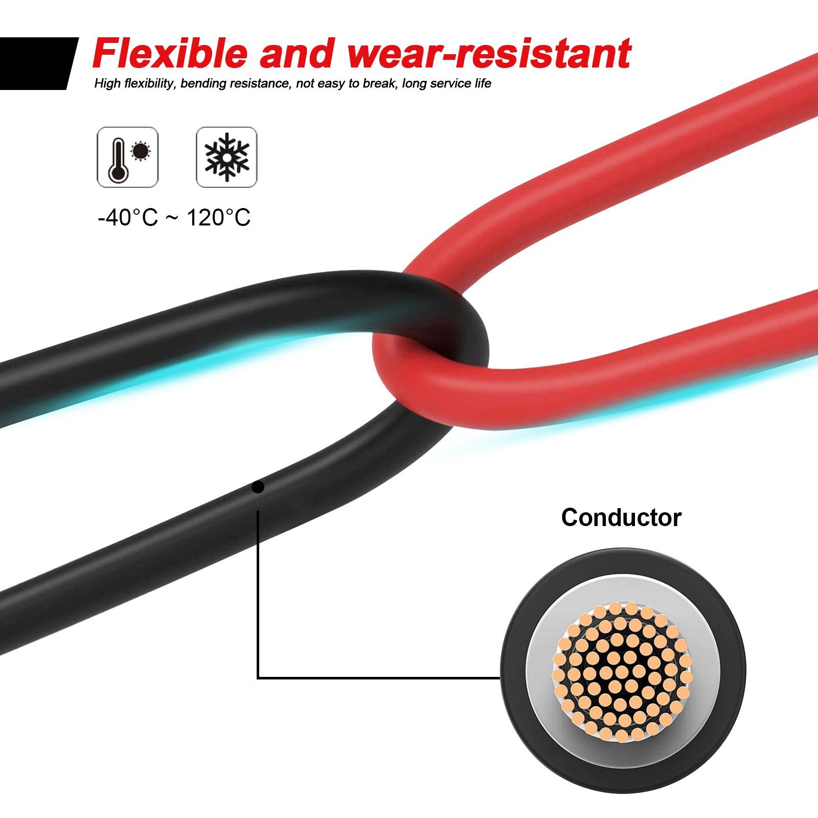 GLIESE Solaranlage 6mm2 rot + schwarz Solarkabel 1m-15m mit Stecker
