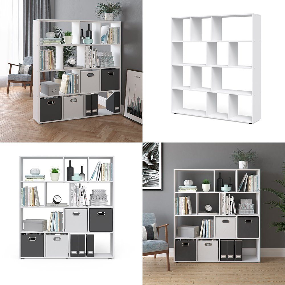 Vicco Raumteiler Bücherregal Standregal 12 Fächer Weiß