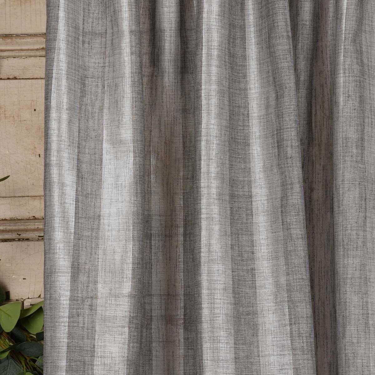 Meterware Rasch Textil Stores Shine Längsstreifen Leinenstruktur grau silber 30, halbtransparent, Kunstfaser, überbreit
