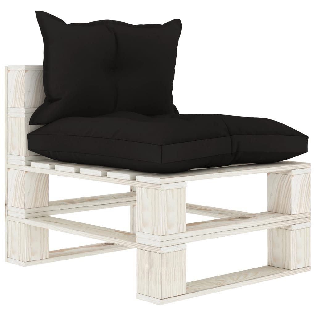 vidaXL Loungesofa Garten-Paletten-Mittelsofa mit Kissen in Schwarz Holz, 1 Teile