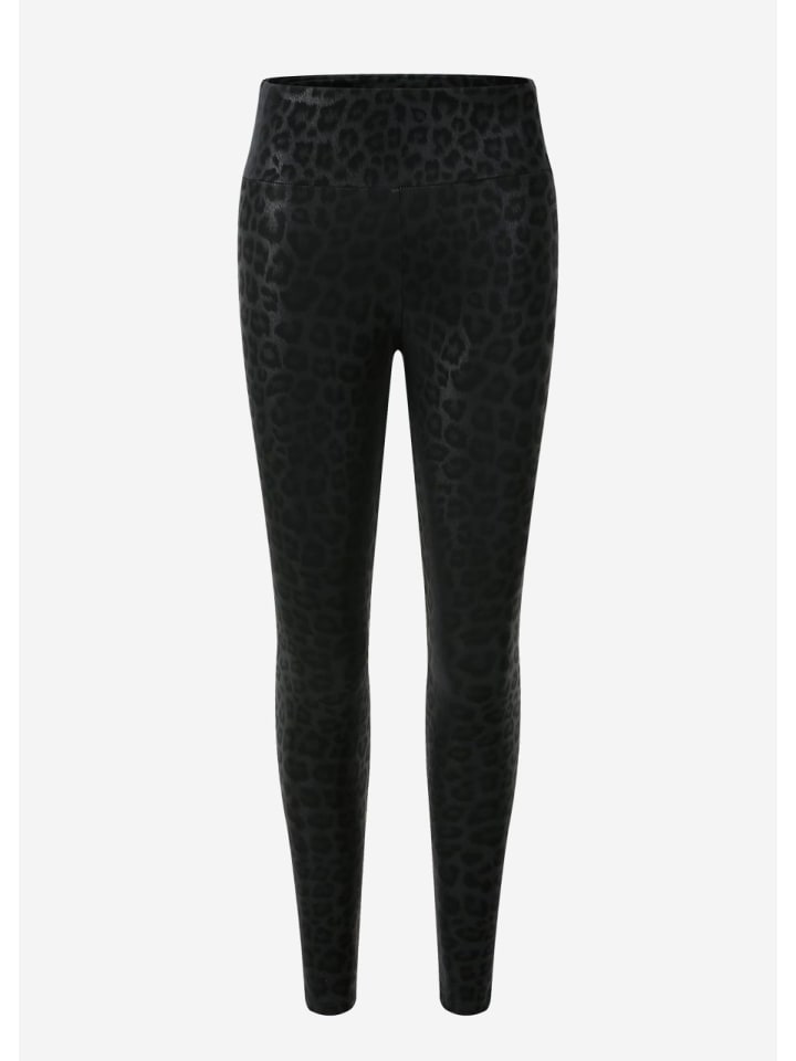 SASSYCLASSY Thermo Leggings in Lederoptik mit Leo Print in Schwarz günstig kaufen