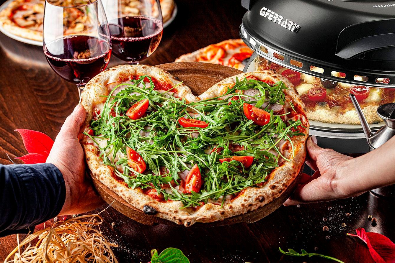 G3Ferrari Pizzaofen Delizia G1000610 schwarz, bis 400 Grad mit feuerfestem Naturstein