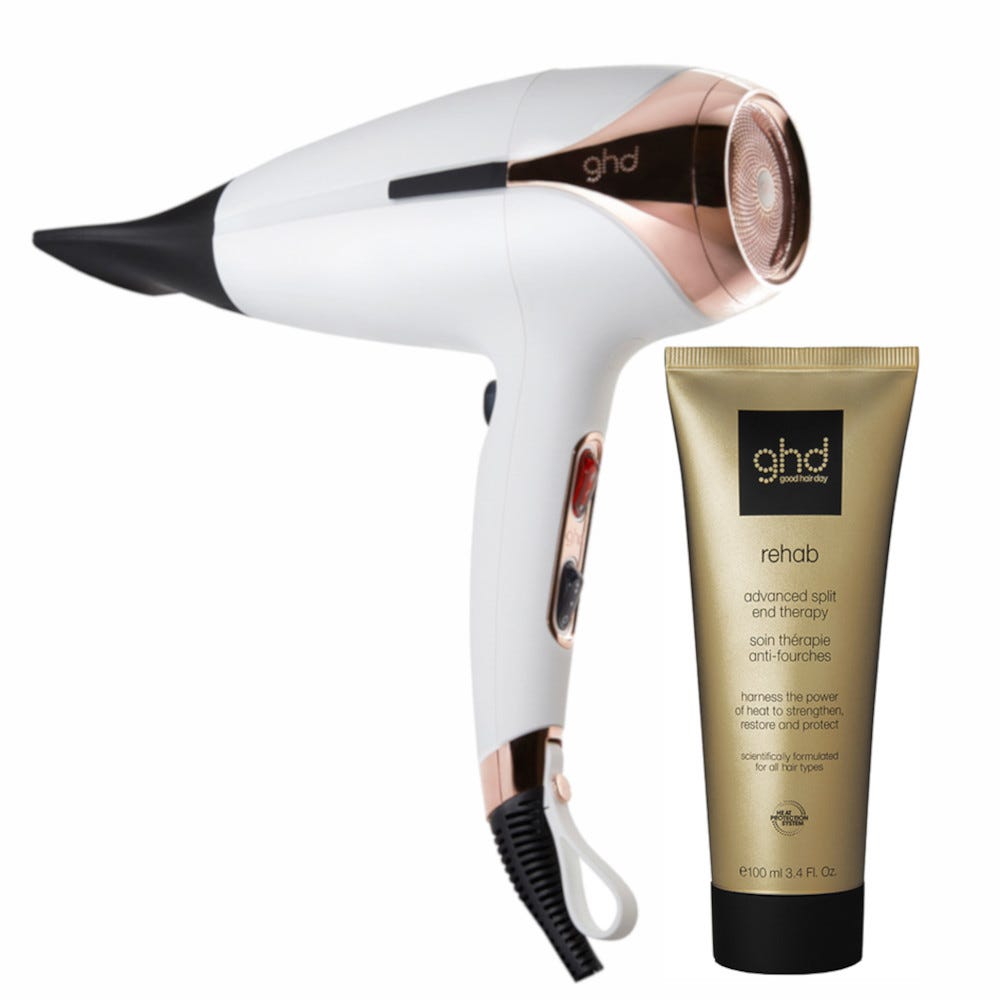 ghd helios Haartrockner weiß & rehab Haarstyling-Treatment Bundle