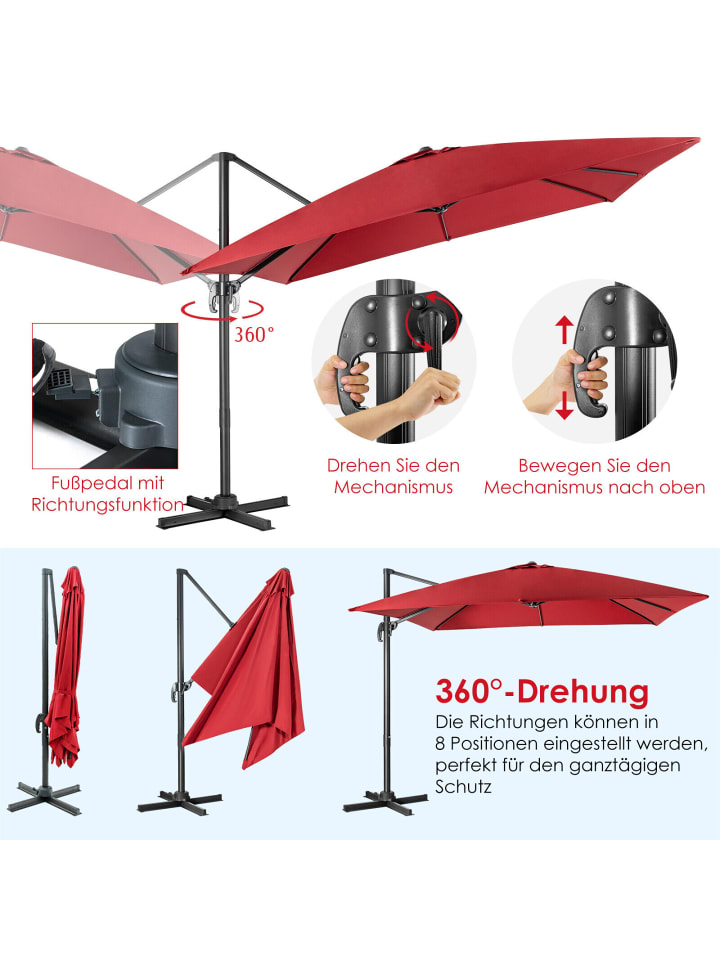 COSTWAY Sonnenschirm 300x300cm in Rot günstig kaufen onesize