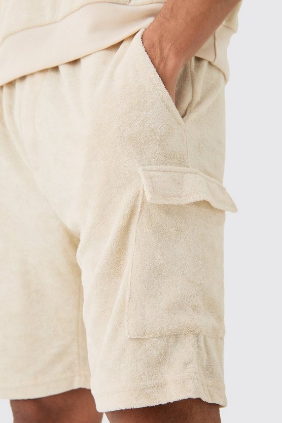 Lockere Frottee Cargo-Shorts