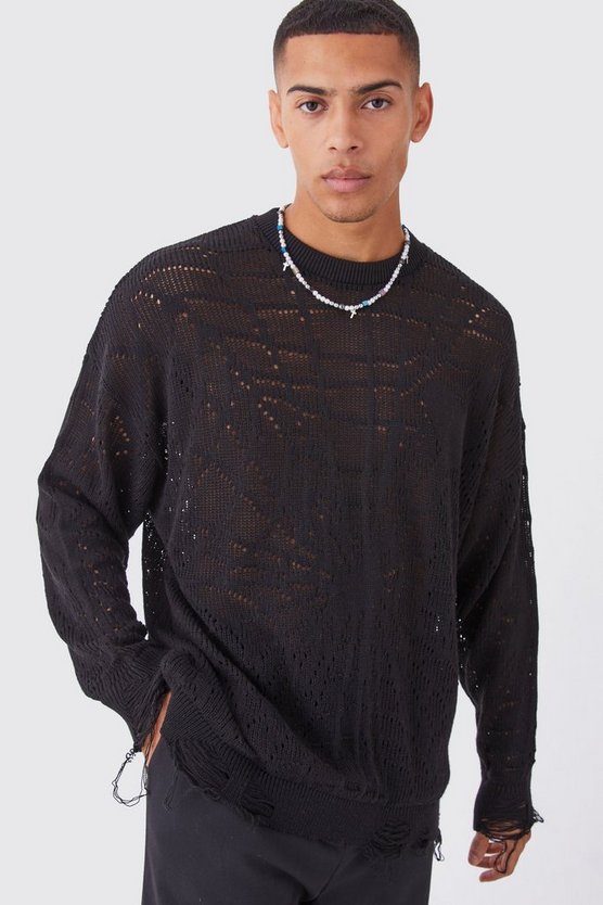 Oversize Spinnennetz-Pullover