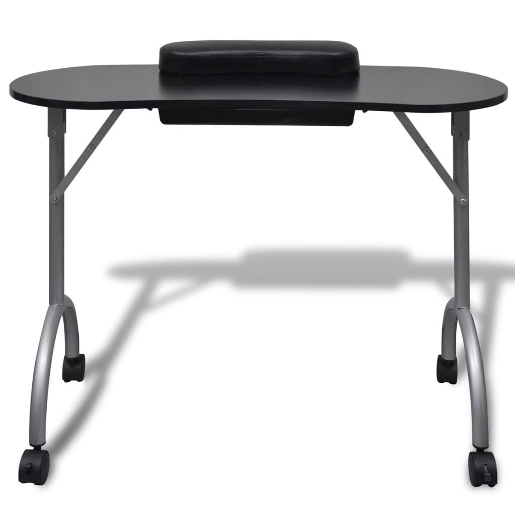 vidaXL Maniküre-Pediküre-Set Klappbarer Maniküre-Tisch mit Rollen Schwarz