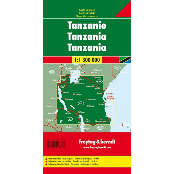 Tansania 1 : 1 300 000 - Straßenkarte