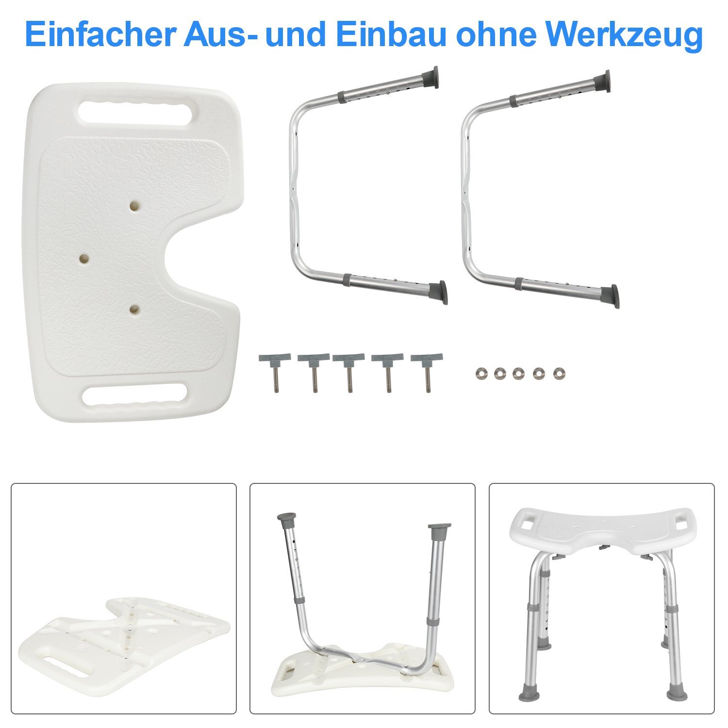 Gimisgu Duschhocker Duschhocker Badhocker Badehocker belastbar bis 136kg Duschstuhl