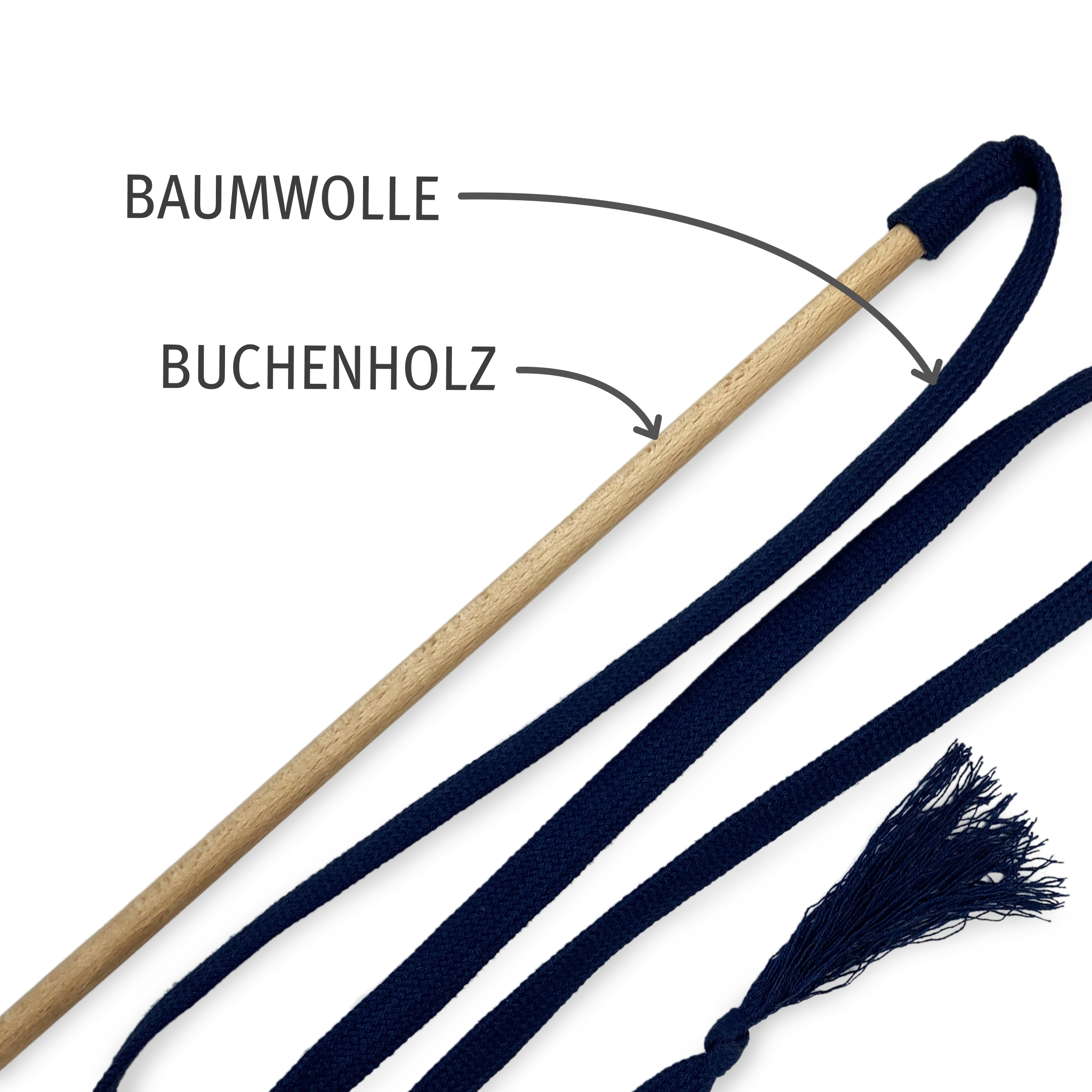 Kater Kasimir Katzenangeln Kater Kasimir Premium Katzenspielzeug aus Buchenholz mit Baumwollband (dunkelblau)