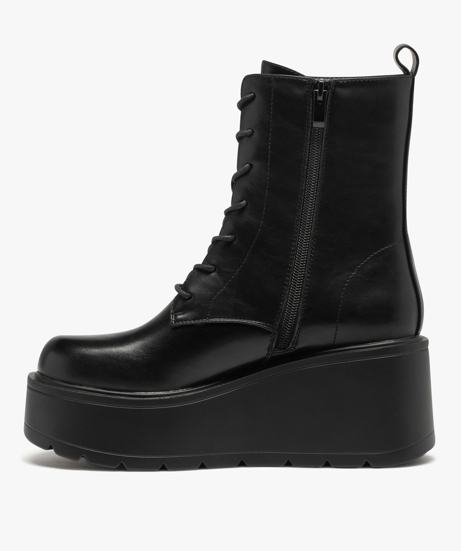 Boots femme unies à talon compensé noir | GEMO