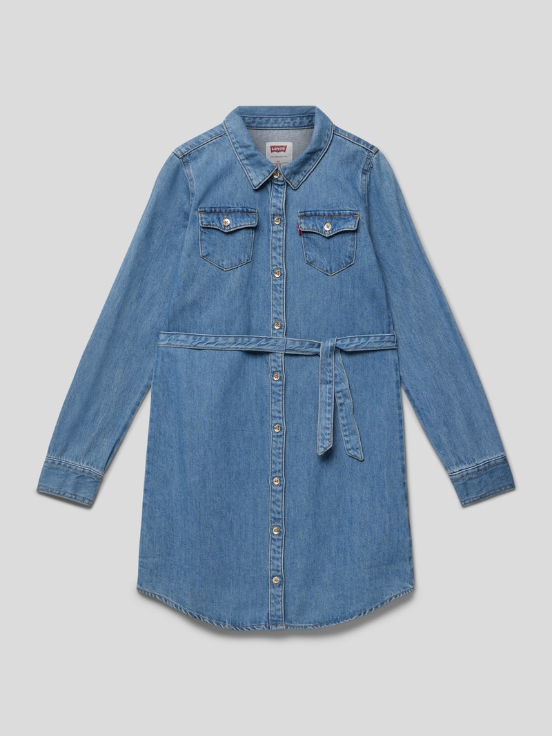Jeanskleid mit Bindegürtel in blau