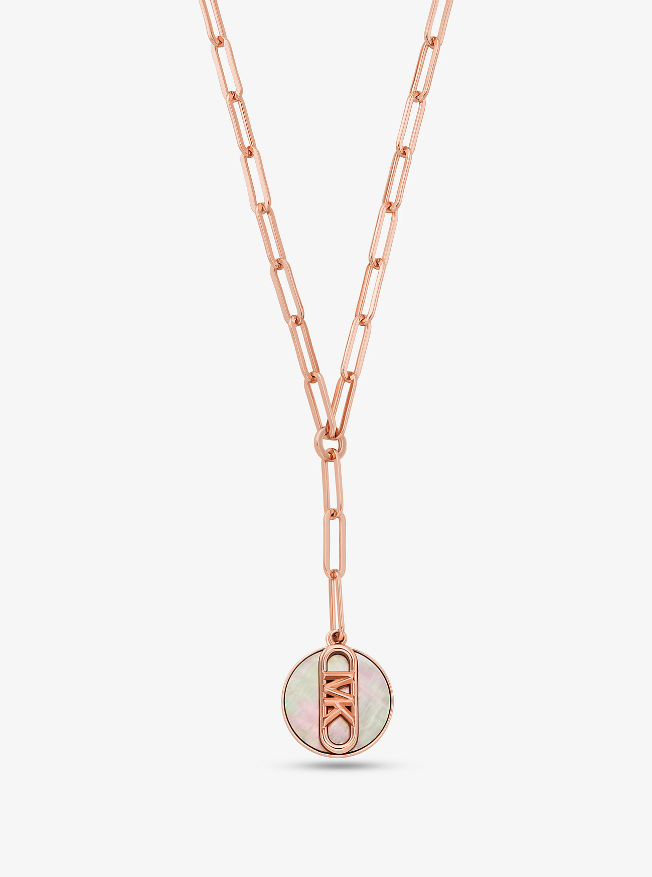 Precious Metal-Plated Brass Empire Chain-Link Necklace - ROSE GOLD