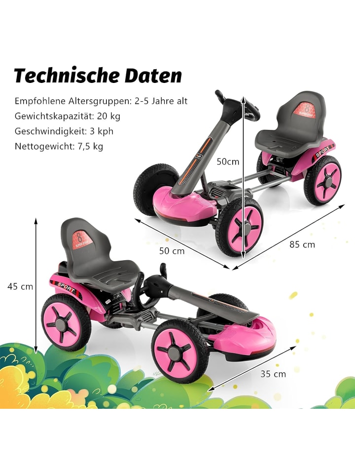 COSTWAY 12V Elektro Gokart LED ab 2 Jahre in Rosa günstig kaufen 50 x 85 cm