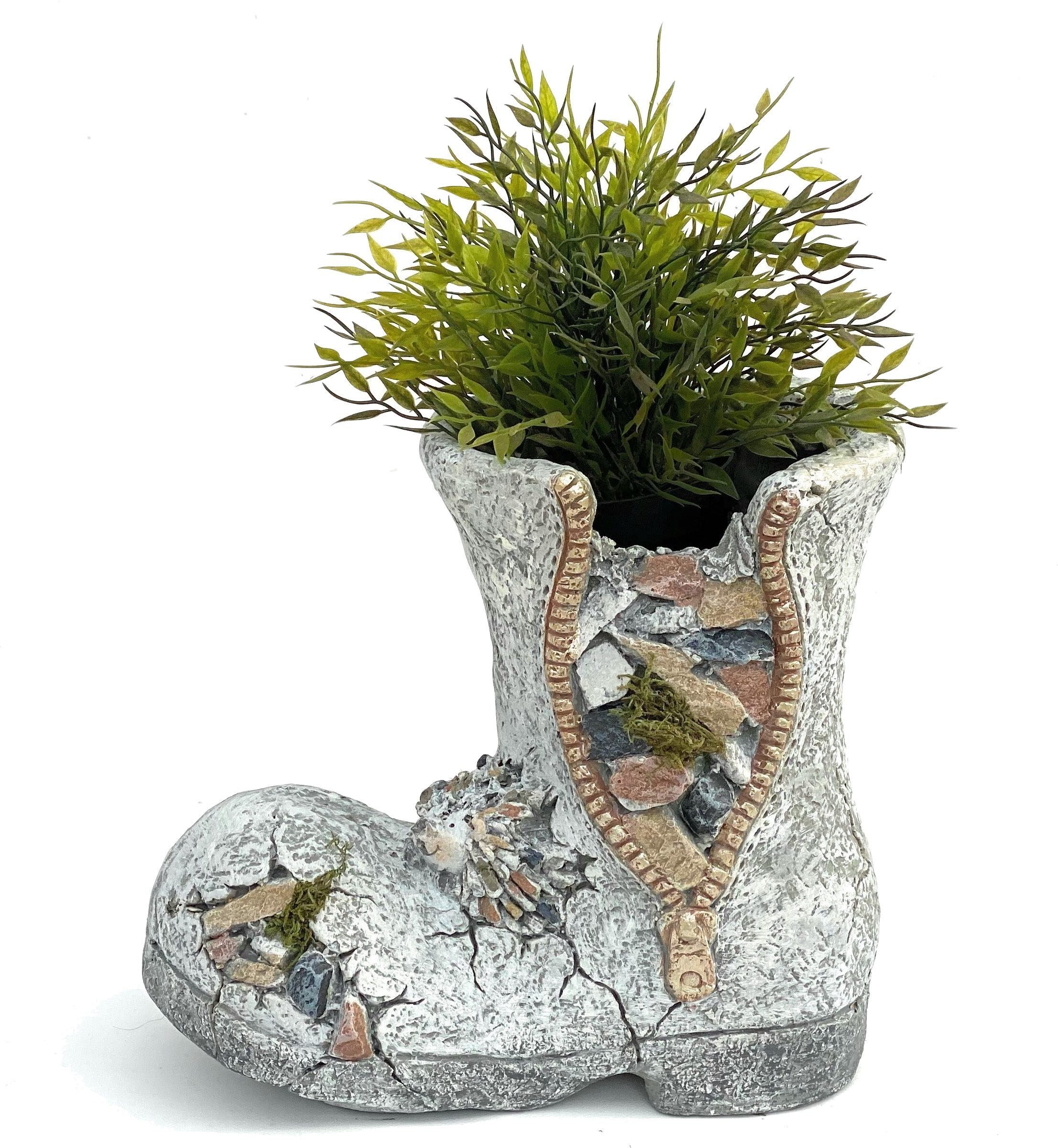 DanDiBo Übertopf Pflanztopf Stiefel aus Magnesia Blumentopf 32 cm wetterfest frostfest 715432 Pflanzgefäß Übertopf Kunststein Garten Gartendeko Dekofigur Gartendekofigur, für Blumen, Pflanzen & vieles mehr