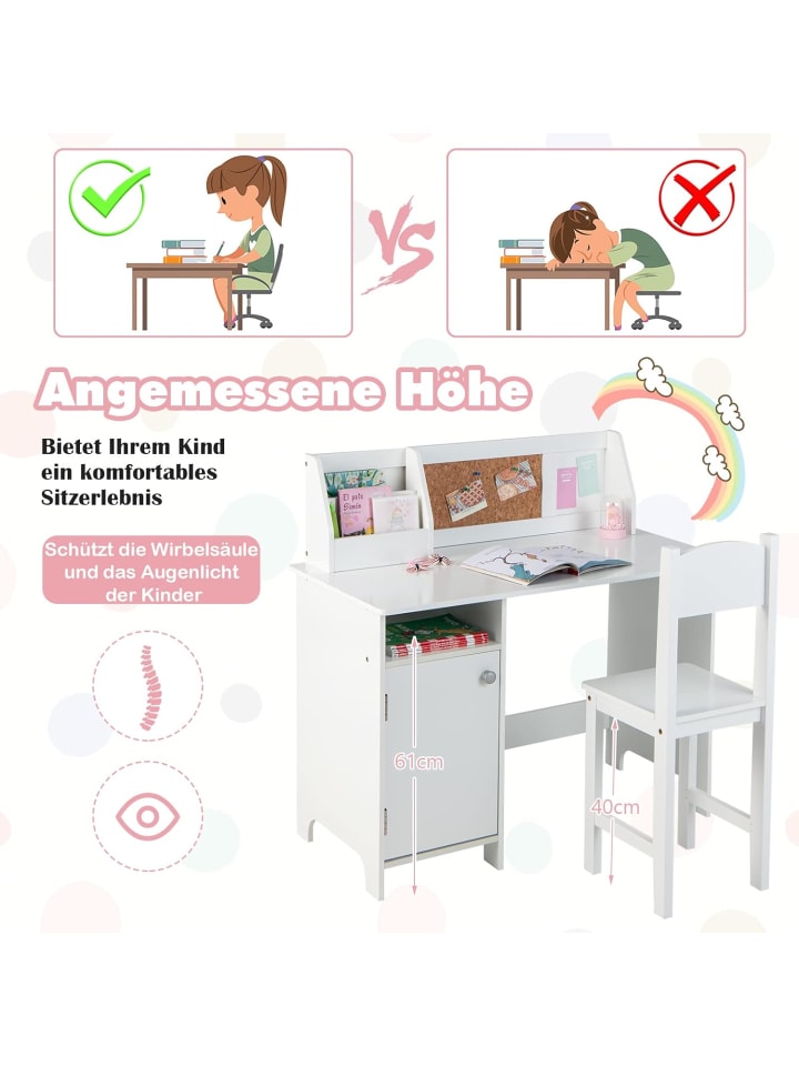 COSTWAY Kinderschreibtische in Weiß günstig kaufen onesize