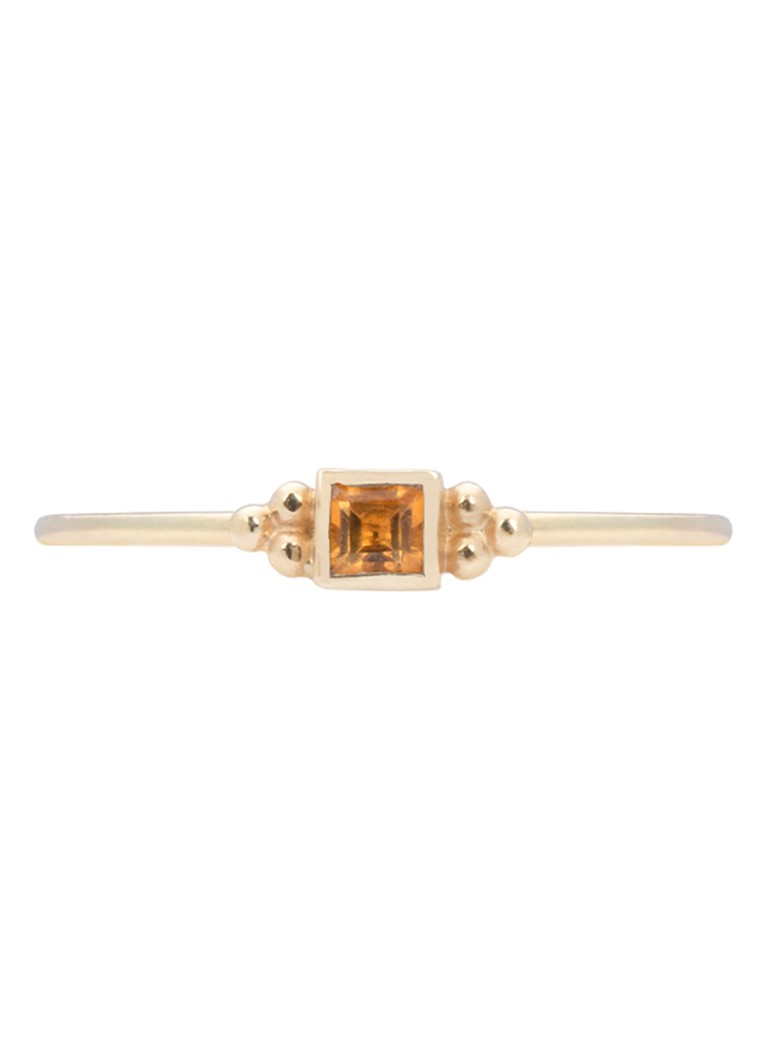 Anello Anna + Nina Honeysuckle in oro giallo 14 carati con citrino