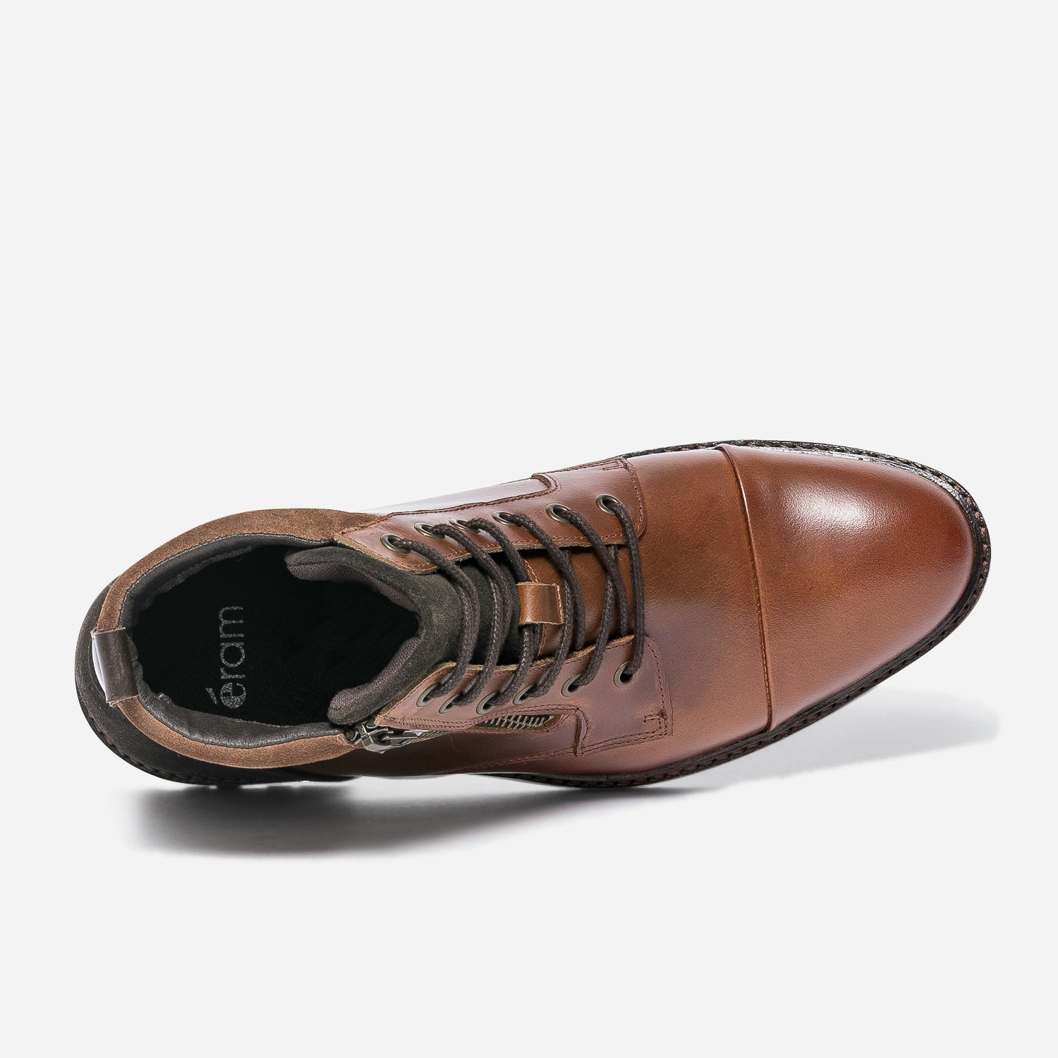 Boots à lacet cognac en cuir
