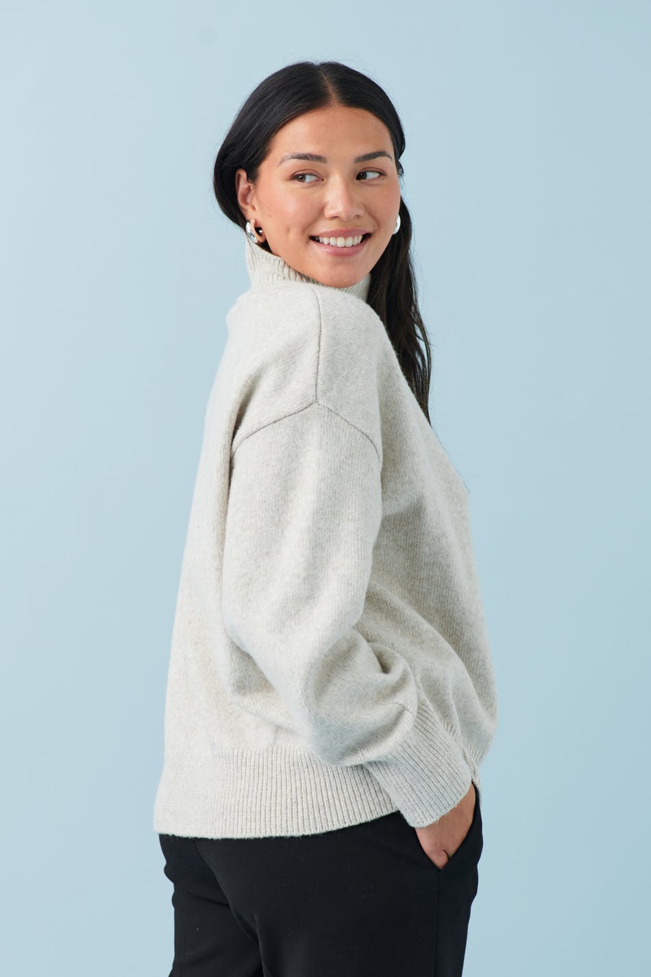 Funnel neck knit sweater