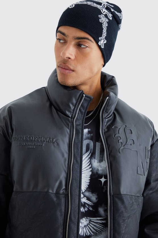 Bm PU-Steppjacke mit Trichterkragen