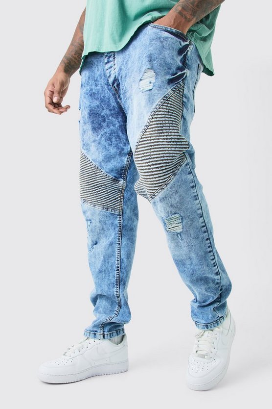 Plus gebleichte Skinny Bikerjeans