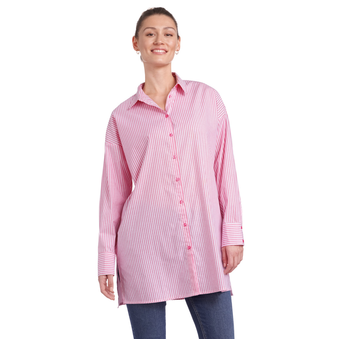 Damen Longbluse mit Längsstreifen