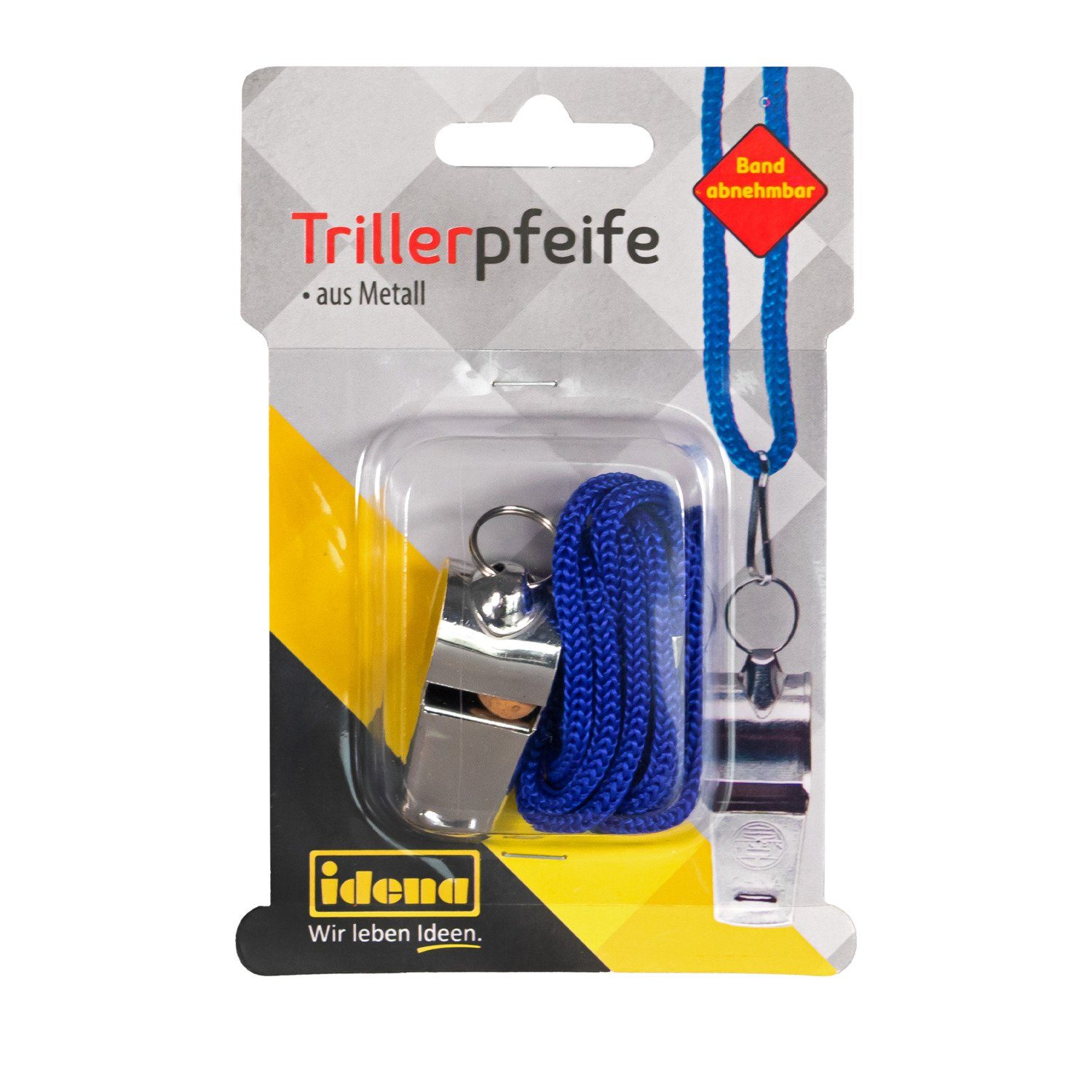 Idena Trillerpfeife Idena 40187 - Triller-Pfeife aus Metall, Signal-Pfeife mit blauem