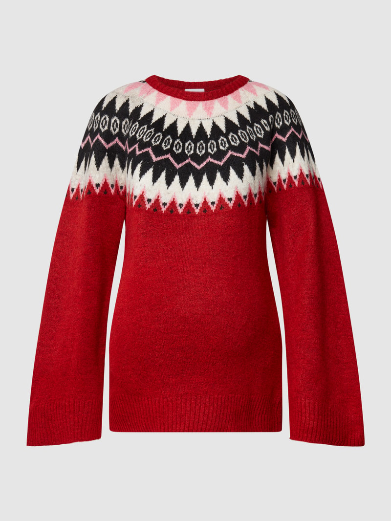 Umstands-Strickpullover mit Norwegermuster Modell 'LELI' in rot