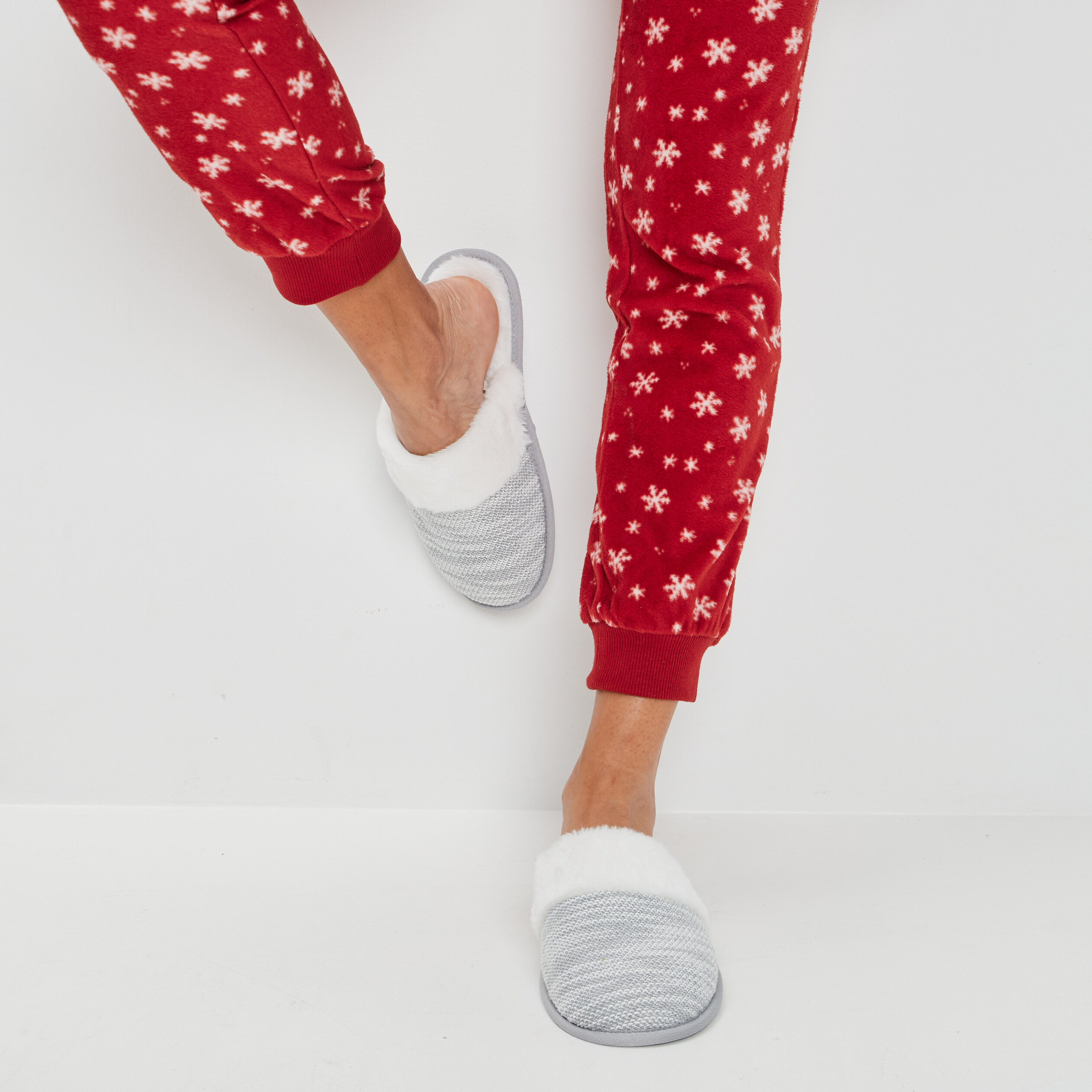Chaussons mules gris femme | La Halle