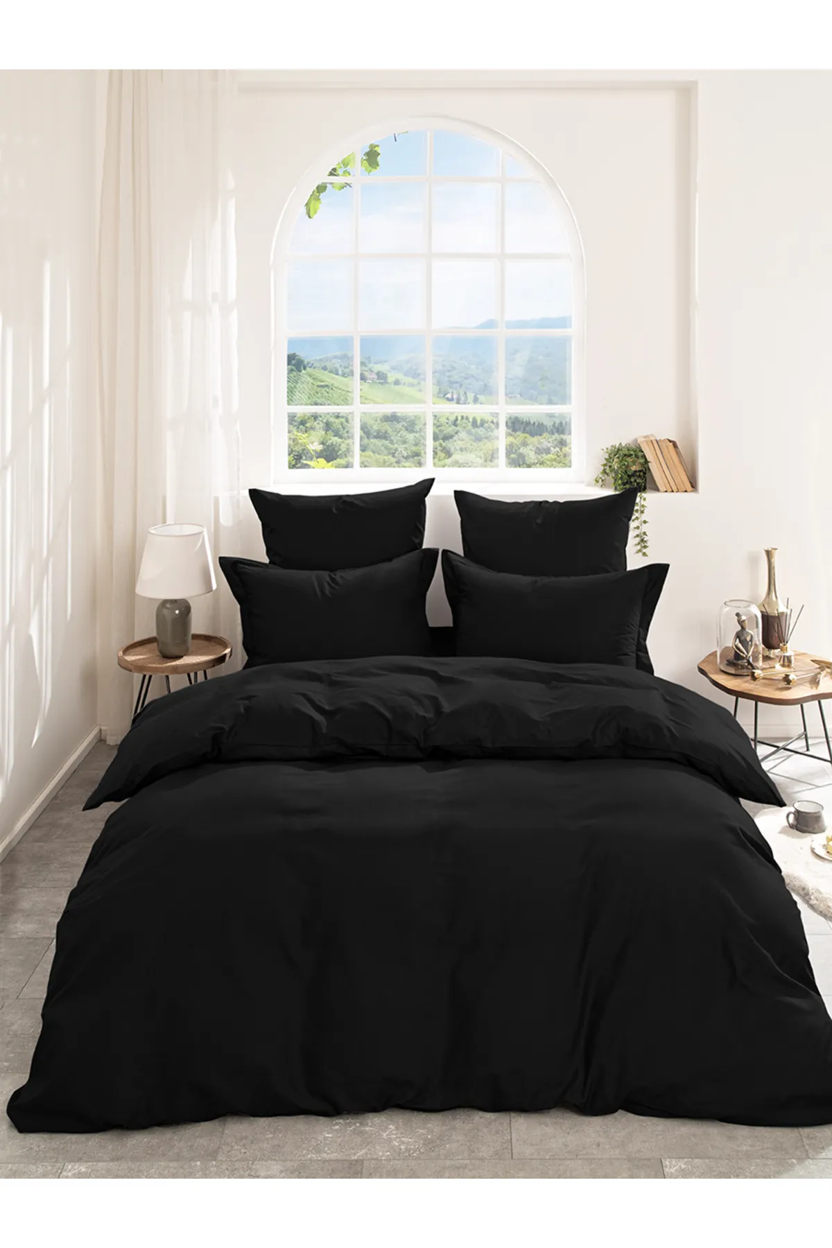 Karna Home  Klassisches Doppel-Bettbezug-Set aus Baumwollsatin