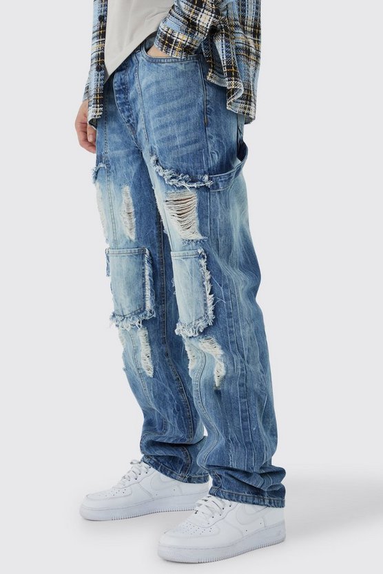 Tall lockere Cargo-Jeans mit Rissen