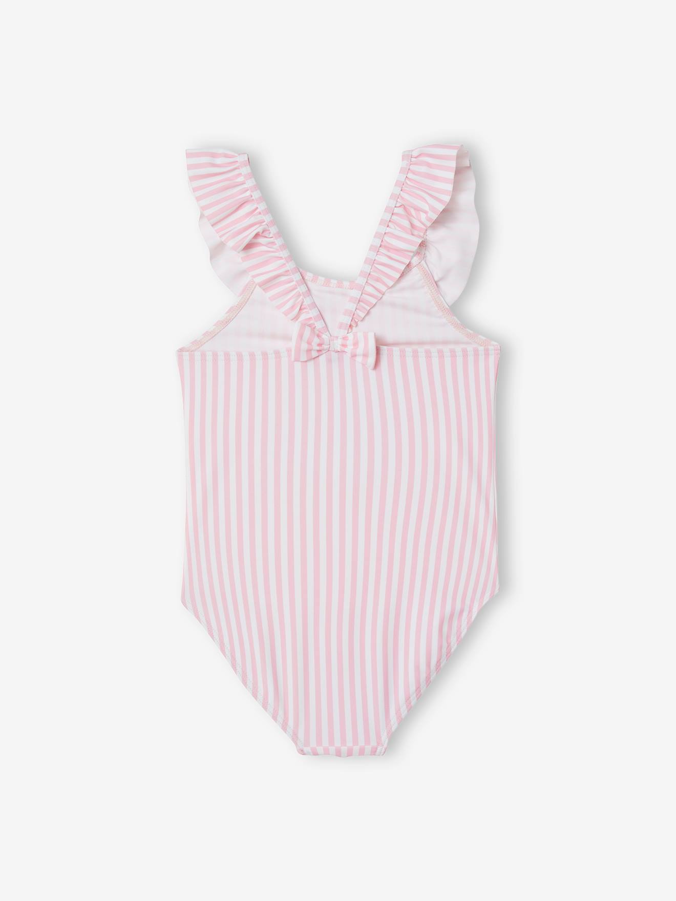 Maillot de bain 1 pièce DS® Les Aristochats fille blanc rayé rose