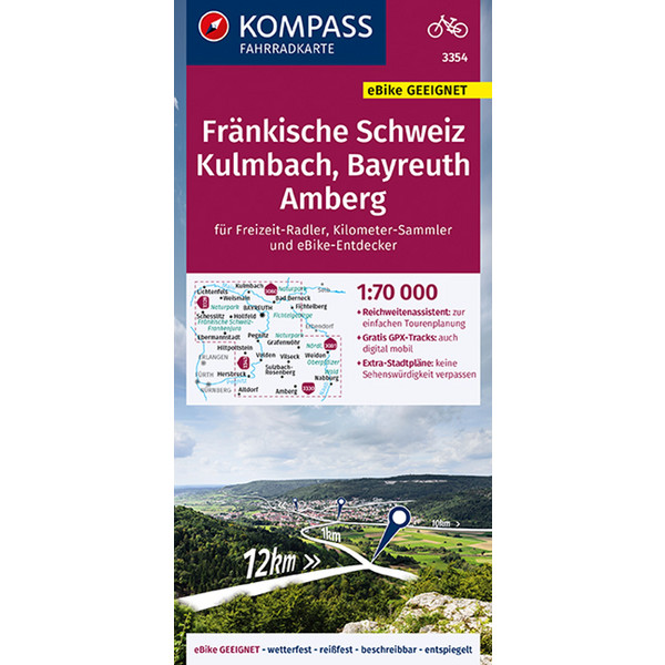 KOMPASS FAHRRADKARTE 3354 FRÄNKISCHE SCHWEIZ, KULMBACH