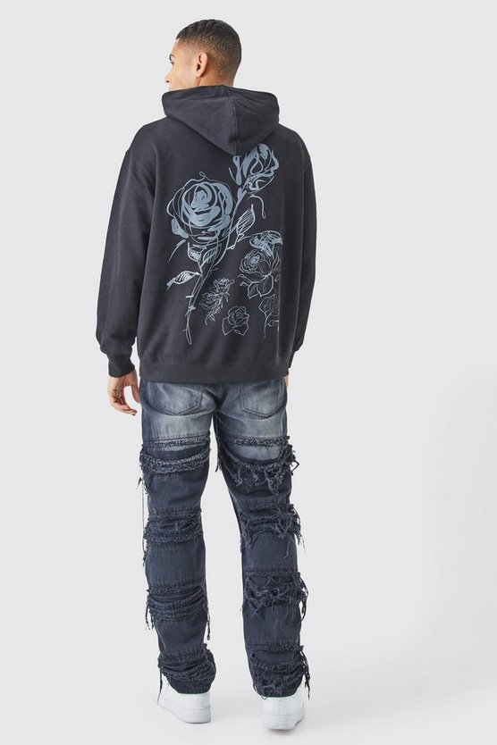 Oversize Hoodie mit Rosen-Print