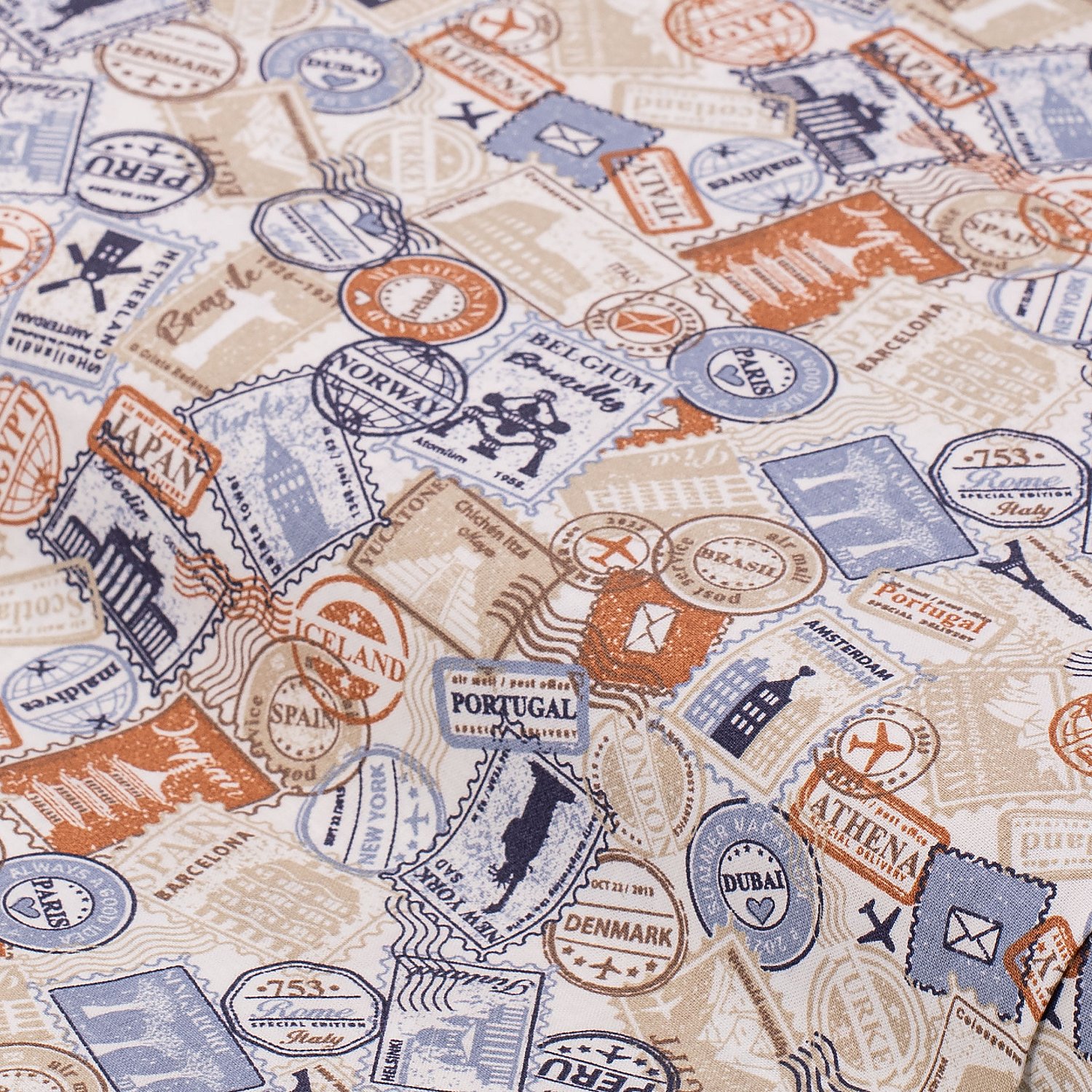 Baumwollstoff Briefmarken 