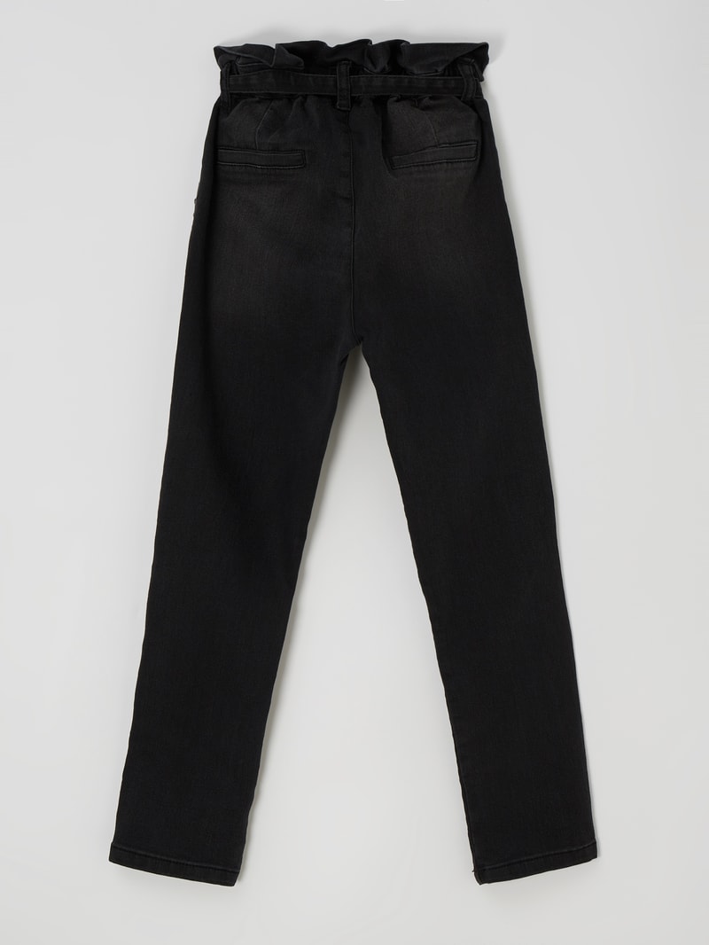 Jeans mit Paperbag-Bund in schwarz