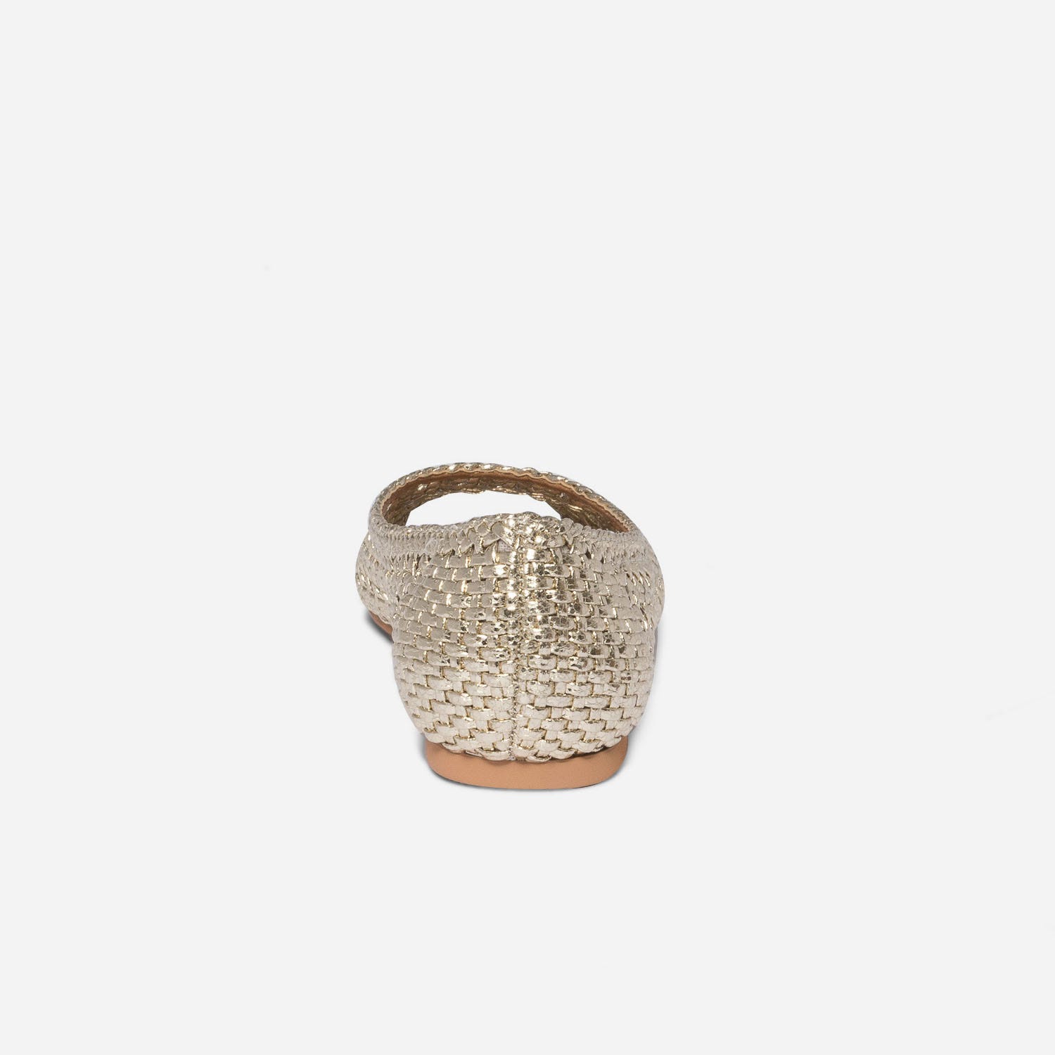 Ballerine open-toe dorée tressée esprit cannage