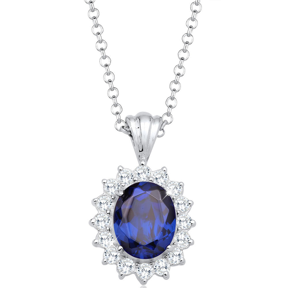 Elli Elli Collier Femme Saphir Zircone - (925/1000) Argent collier