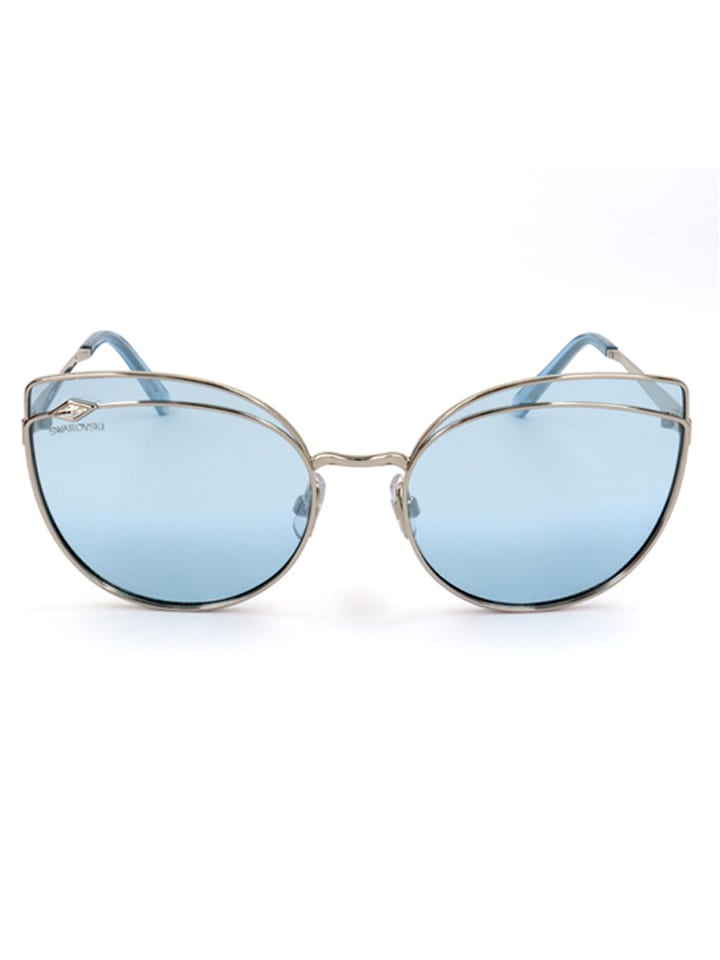 Swarovski Damen-Sonnenbrille in Silber/ Hellblau günstig kaufen 60