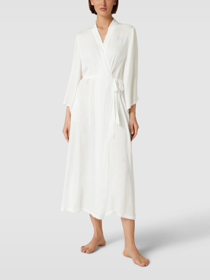 Morgenmantel mit Motiv-Stitching Modell 'CHARMEUSE' in offwhite