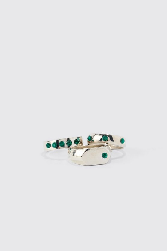 3er-Pack silberne Ringe