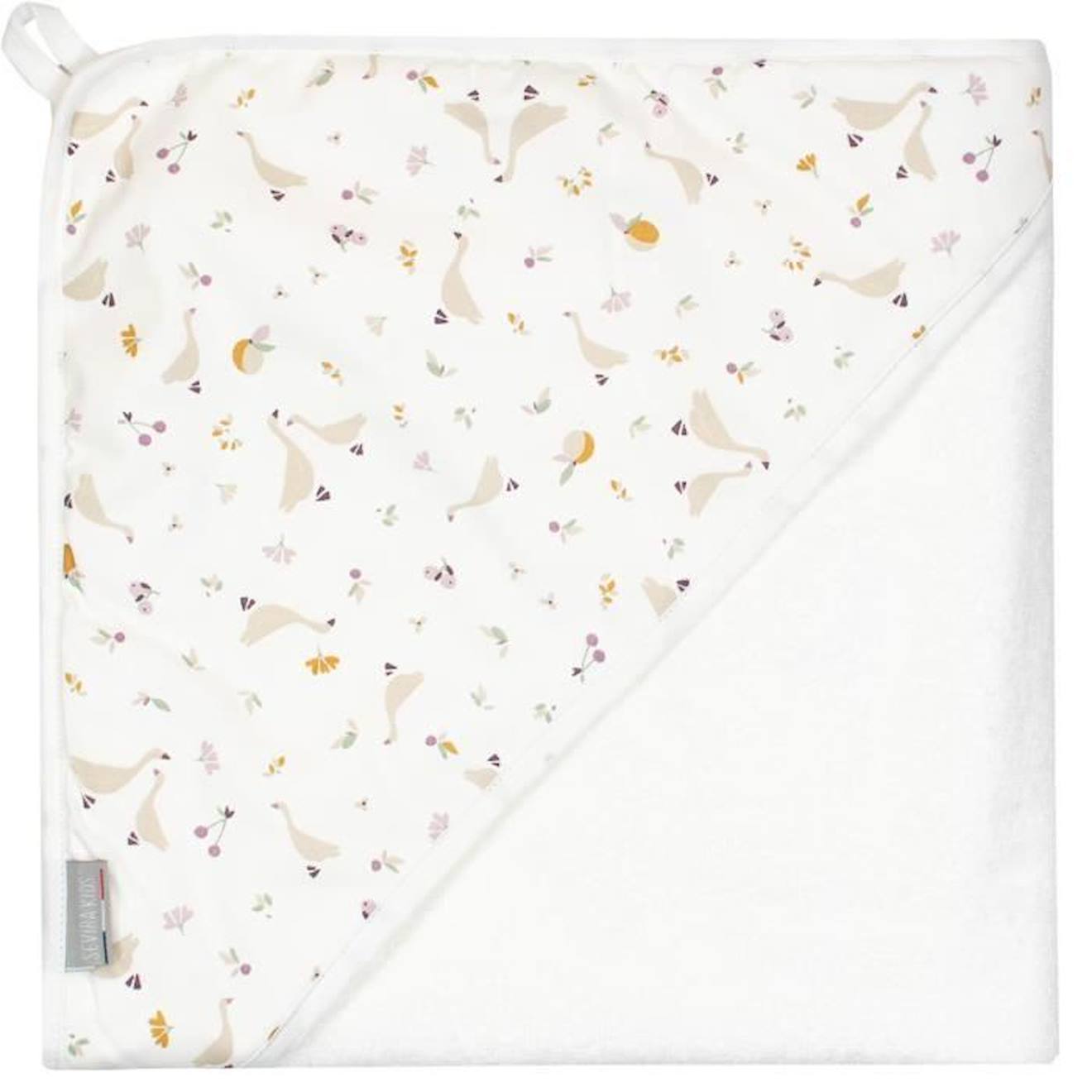 Grande cape de bain en coton et bambou, Sidonia Blanc 100 x 100 cm blanc