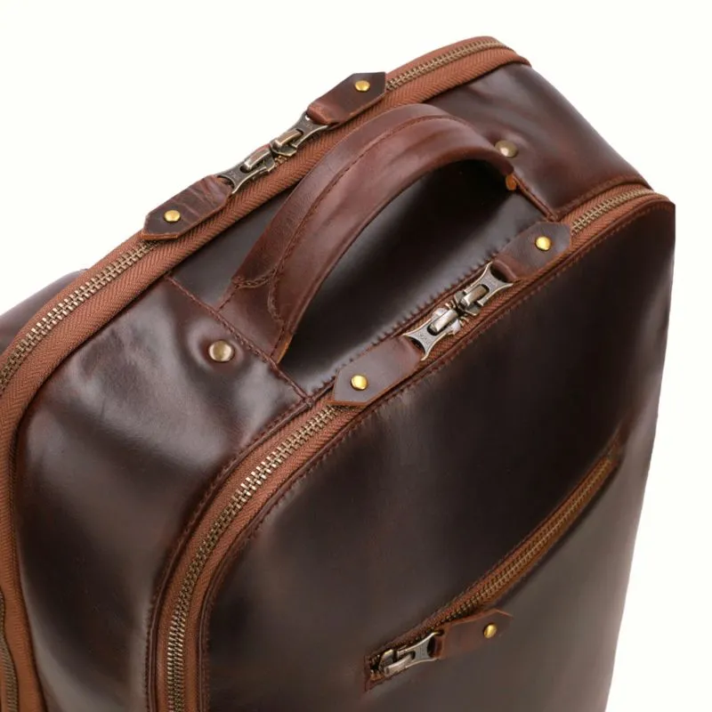 Buckle & Seam Leder Rucksack Leon - Braun \/ Dots