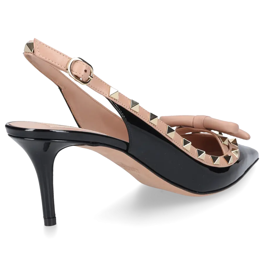 Valentino Garavani - Slingpumps ROCKSTUD BOW Lackleder - schwarz