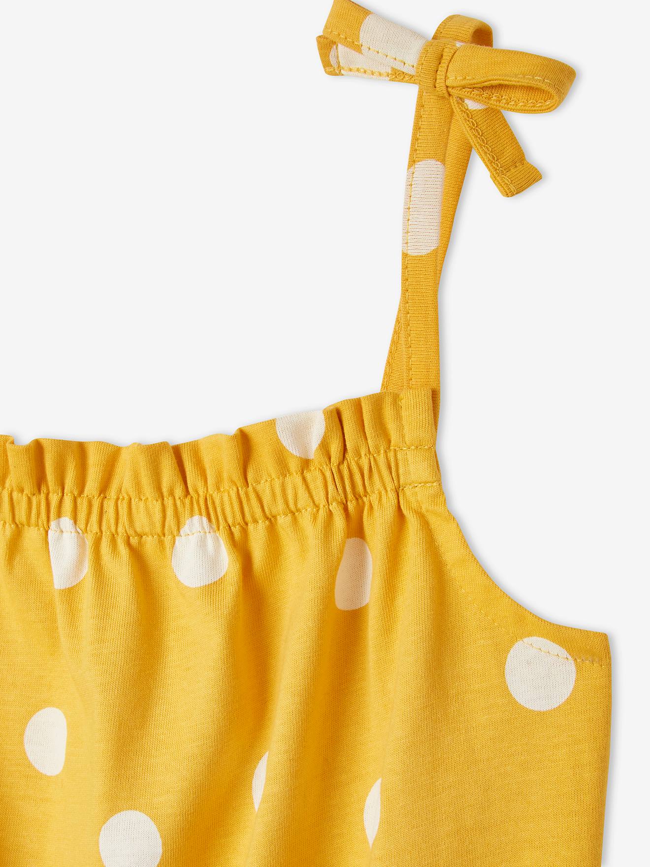 Combi-short à bretelles fille beige imprimé