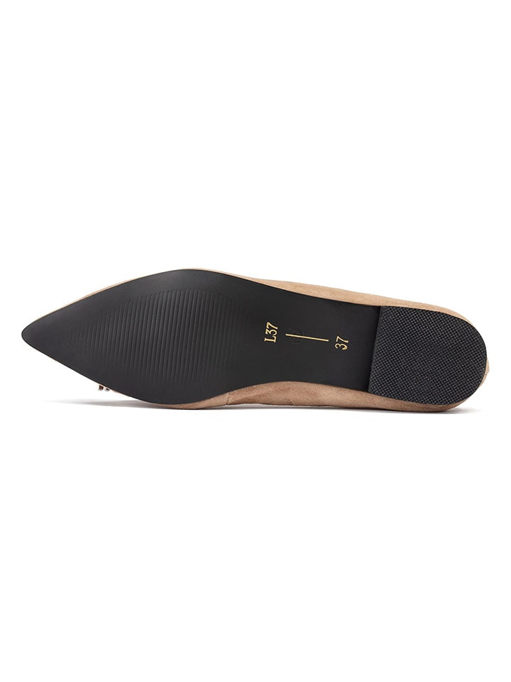 loft37 Leder-Ballerinas in Beige günstig kaufen